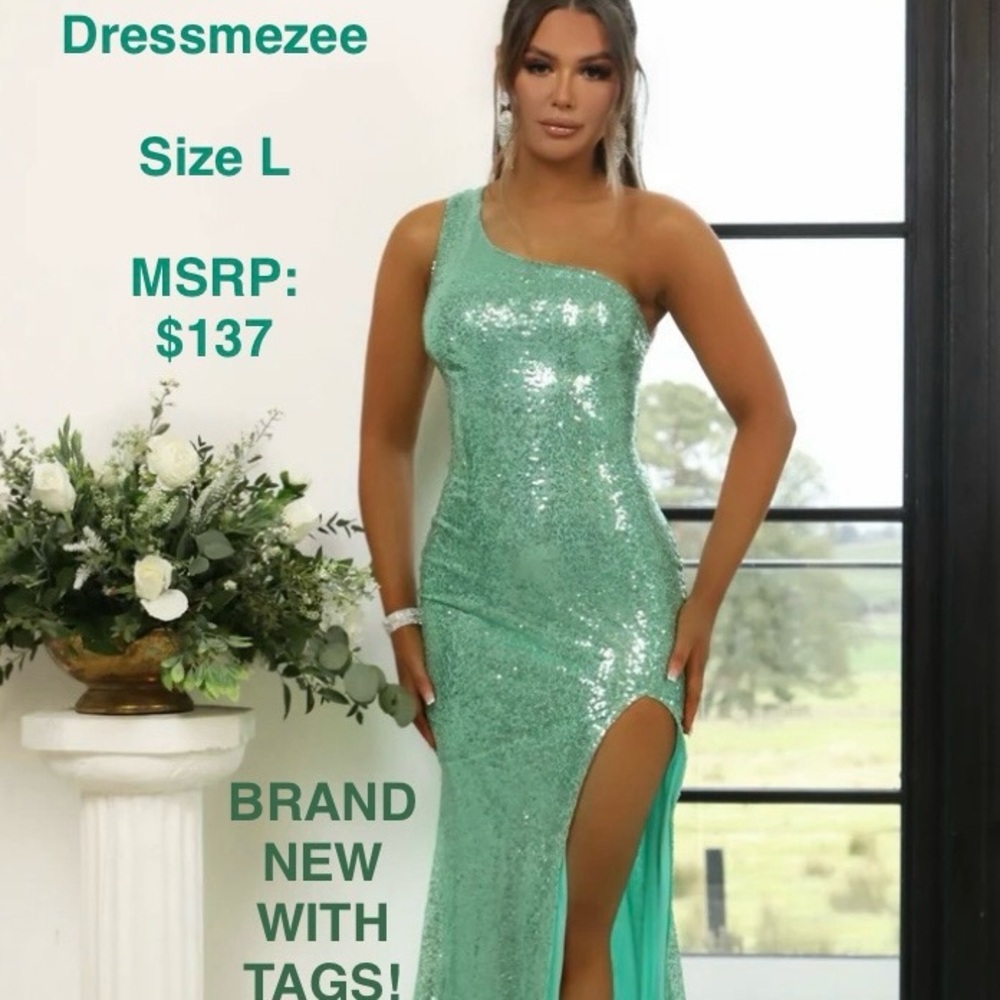 Dressmezee Mint Green Sequin Formal One Shoulder Dress! Prom, Homecoming!